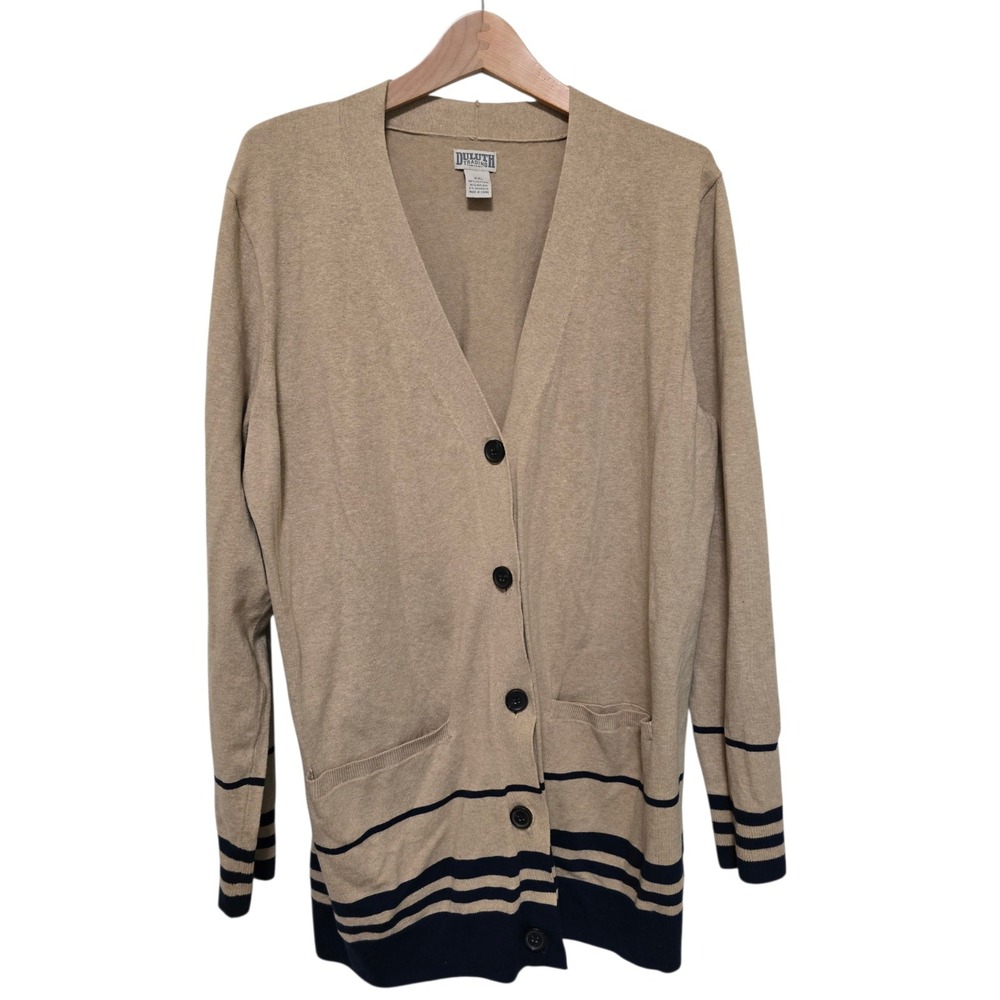 Duluth Trading Women's Women's Shiftless Cardigan Sweater Size XXL Beige Pockets